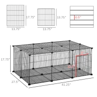 PawHut Pet Playpen Small Animal Cage 22 Panels Portable Metal Wire Yard Fence with Door for Rabbit Chinchilla Hedgehog Guinea Pig(m-3)