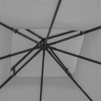 Outsunny 9.8' x 9.8' Square 2-Tier Gazebo Canopy Replacement Top Cover Outdoor Garden Sun Shade, Light Grey(m-10)