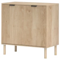 HOMCOM Accent Cabinet with Doors & Adjustable Shelf, Freestanding Storage Cabinet with Wood Legs for Living Room, Oak(m-2)