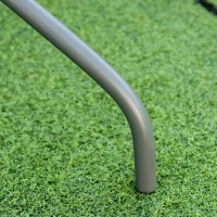 Outsunny Metal Garden Dining Table with Umbrella Hole, Outdoor Patio Table with Tempered Glass Top, 55" x 31.5"(m-10)