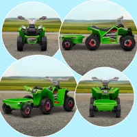 Aosom 6V Electric Toy Car with Back Trailer, Forward Backward, Wear-Resistant Wheels for Ages 18-36 Months, Green(m-8)