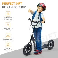 Qaba Adjustable Kids Pro Stunt Scooter Children Street Bike Bicycle Ride On with 12” Tire (Black)(m-4)