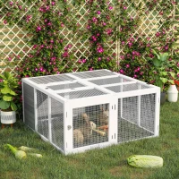 PawHut Wooden Rabbit Hutch with Openable Foldable Top for 1-4 Bunnies(m-2)