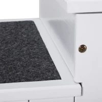 PawHut Pet Steps 3-Step Dog Stairs for Small Dogs Cats and Wooden Ramp with Storage Box Carpet Tread, White(m-9)