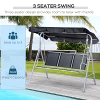 Outsunny 3-Seater Patio Swing, Outdoor Swing Chair, A Frame Porch Swing with Canopy Garden Hammock Glider Bed, Black(m-7)