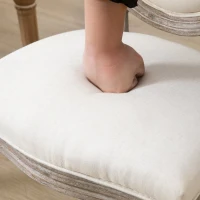 HOMCOM Vintage Armless Dining Chairs Set of 6, French Chic Side Chairs with Curved Backrest and Linen Upholstery for Kitchen, or Living Room, Cream White(m-7)