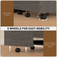 Vinsetto Mobile Filing Cabinet, Vertical File Cabinet with 2 Drawers, Wheels, for Letter or A4 File, Grey(m-4)