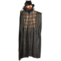 HOMCOM 6' Life Size Outdoor Halloween Hanging Pumpkin Ghost w/ Light Up Eyes, Sound Activated Prop w/ Creepy Speaking Sounds(m-1)