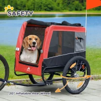 Aosom Dog Bike Trailer with Suspension System, Hitch for Medium Dogs, Pet Wagon & Dog Trailer for Bicycle with Storage Pocket, Red(m-7)