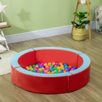 Outsunny Foam Kids Ball Pit Pool with Removable & Washable Cover, 45" x 10" Round Ball Pit for Toddlers with 200 Ocean Balls, Soft Baby Playpen, Red(m-10)