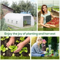 Outsunny 20' x 10' x 7' Walk-In Tunnel Greenhouse with Zippered Door & 8 Mesh Windows, Large Garden Green House Kit, Galvanized Steel Frame, White(m-8)