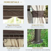 Outsunny 13x13ft Hexagonal Patio Gazebo, Double Roof Garden Pavilion Outdoor Marquee Canopy Wedding Party Tent Shelter with Sidewall Panels(m-4)