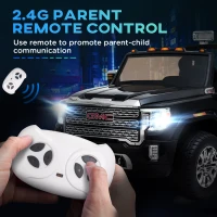 Aosom 12V GMC Sierra HD Battery Kids Ride On Car with Remote Control, Bright Headlights, & Working Suspension, Black(m-5)