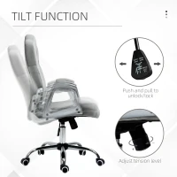 Vinsetto Office Chair, Velvet Computer Chair, Button Tufted Desk Chair with Swivel Wheels, Adjustable Height, Tilt Function, Grey(m-5)