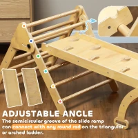 Qaba 5 in 1 Pikler Triangle Set with Ladder, Ramp, Arch, for 18-48 months, Nature Wood(m-6)