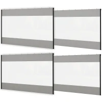 Outsunny Pergola Gazebo Curtains for 10' x 10' Pergola, 4 Pack Side Panels Replacement with Large Windows and Zipped Doors(m-2)