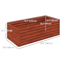 Outsunny Galvanized Raised Garden Bed, Steel Outdoor Planters with Reinforced Rods, 71" x 35" x 23", Rustic Brown(m-3)