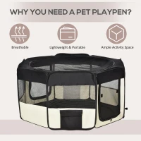 PawHut 49.2-inch Soft Pet Playpen Folding Dog Pen Outdoor with Bag(m-4)