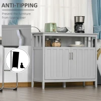 HOMCOM Sideboard Buffet Cabinet, Coffee Bar Cabinet with 2 Doors and Adjustable Shelves, Console Table for Kitchen Entryway Living Room, Gray(m-8)