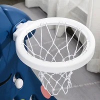 Qaba Kids Slide with Basketball Hoop Toddler Climber Freestanding Slider Playset Playground Slipping Slide Indoor Outdoor Exercise Toy Activity Center for 3-6 Years Old Blue(m-9)