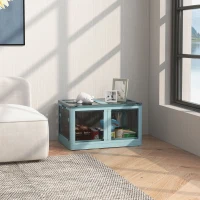 HOMCOM Stackable Storage Bins with Lids, Wheels, and Collapsible, Blue(m-2)