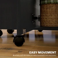 HOMCOM Drop Leaf Dining Table, Mobile Folding Table on Wheels with Drawers and Cabinet for Dining Room, Kitchen, Black(m-7)