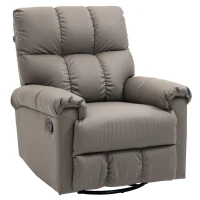 HOMCOM Rocker Recliner Chair with Overstuffed Back and Seat, Faux Leather Manual Reclining Chair with Footrest and 360 Swivel Rotation Base for Living Room, Brown(m-11)