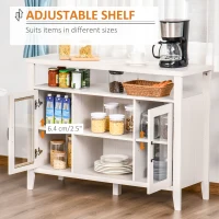 HOMCOM Rustic Style Sideboard Serving Buffet Storage Cabinet Cupboard with Glass Doors and Adjustable Shelves for Kitchen and Dining Area, White Wood(m-5)