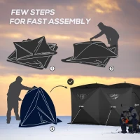 Outsunny 5-8 People Ice Fishing Shelter, Pop-Up Portable Ice Fishing Tent with Carry Bag, Two Doors, Windows and Vents, Ice Shanty for Winter Fishing, Black(m-5)