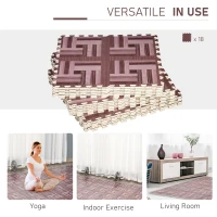 HOMCOM Soft Wood Grain EVA Foam Interlocking Floor Mats 72 Square Feet Exercise Workout Mat Kid Play Mat 18pcs(m-7)