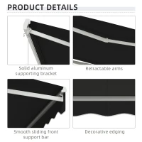 Outsunny 10' x 8' Electric Awning, Retractable Awning, UV Protection Sun Shade Shelter with Remote Controller and Manual Crank Handle for Deck, Balcony, Yard, Black(m-7)