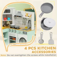 Qaba Play Kitchen, Corner Kids Kitchen Playset w/ Chalkboard, Range Hood, Ice Maker, Stove, Microwave, Sound & Lights(m-7)