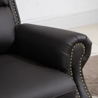 HOMCOM Manual Recliner Chair PU Leather Office Home Theater Single Sofa with Arm, Footrest, Nailhead Trim Padded Seat, 360° Swivel and Rocking Function for Living Room Bedroom Brown(m-9)