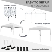 Outsunny 10' x 10' Pop Up Canopy Tent with Sand Bags, UPF 50+ Instant Sun Shelter, Tents for Parties, Height Adjustable, with Wheeled Carry Bag, for Outdoor, Garden, Patio, White(m-5)