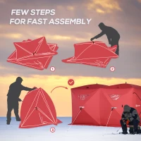 Outsunny 5-8 People Ice Fishing Shelter, Pop-Up Portable Ice Fishing Tent with Carry Bag, Two Doors, Windows and Vents, Ice Shanty for Winter Fishing, Red(m-5)