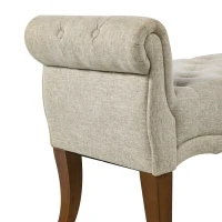 HOMCOM Traditional Style End of Bed Bench, Upholstered Entryway Bench with Button Tufted and Rounded Arm, Beige(m-9)