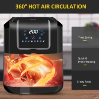 HOMCOM Air Fryer, 1700W 6.9 Quart Air Fryers Oven with Digital Display, 360° Air Circulation, Adjustable Temperature, Timer and Nonstick Basket for Oil Less or Low Fat Cooking, Black(m-7)