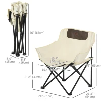 Outsunny Portable Camping Chair, Lightweight Folding Chair for Adults with Carry Bag, Side Pocket for Hiking, Backpacking, White(m-3)