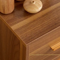 HOMCOM Scandinavian Bedside Table, Side End Table with 2 Drawers and Wood Legs, 13.8" x 12.6" x 20.3", Brown(m-9)