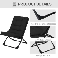 Outsunny Outdoor Folding Lawn Chair, Foldable Chair with Cushion, Armrest and Steel Frame for Poolside, Deck, Backyard(m-7)