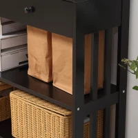 HOMCOM Console Hallway Table with Extra Wide Pull Out Drawer, 2 Open Shelves and Slatted Wood Frame Design, Black(m-8)