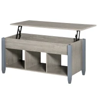 HOMCOM Lift Top Coffee Table, Modern Center Table with Storage Shelves and Hidden Compartment for Living Room, 41" L, Grey(m-11)