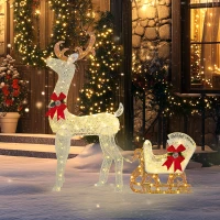 Outsunny Outdoor Lighted Deer Xmas Decor, Light Up Reindeer Christmas Decoration w/ 170 LED Lights for Holiday, Garden, White(m-1)