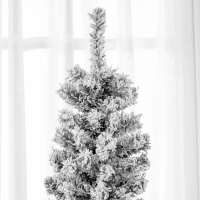 HOMCOM 7.5ft Flocked Christmas Tree, Pencil Christmas Tree with Realistic Branch Tips, Folding Metal Stand, Black(m-9)