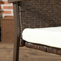 Outsunny PE Rattan Outdoor Dining Chair Set with Cushion, 4 Patio Wicker Dining Chairs with Backrest, Cream White(m-7)