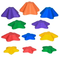 Outsunny 11PCs Larger Size Balance Stepping Stones for Kids with Non-slip Bottom, Stackable Obstacle Course Outdoor Indoor, Play River Rocks with Starfish Style(m-11)