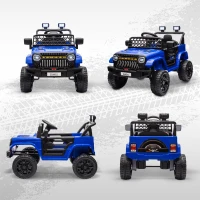 Qaba 12V Ride on Truck, Electric Car for Kids with Remote Control, Suspension, 3 Speeds, USB Music Headlights, Dark Blue(m-10)