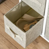 HOMCOM 7-Drawer Dresser Storage Tower Cabinet Organizer Unit, Easy Pull Fabric Bins with Metal Frame for Bedroom, Closets, Light Gray(m-8)