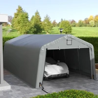 Outsunny Carport 12' x 20' Portable Garage, Heavy Duty Car Port Canopy with Ventilation Windows and Large Roll-up Door, Gray(m-10)