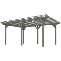 Outsunny 12' x 16' Outdoor Pergola, Wood Gazebo Grape Trellis with Stable Structure for Climbing Plant Support, Gray(m-1)